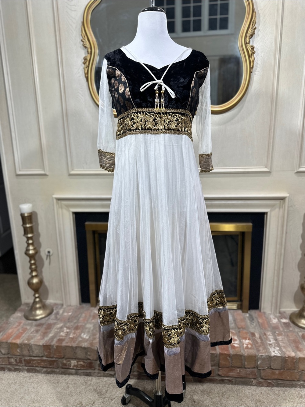 Unbranded Anarkali Dress Small Velvet Gold Desicore Dark Romance